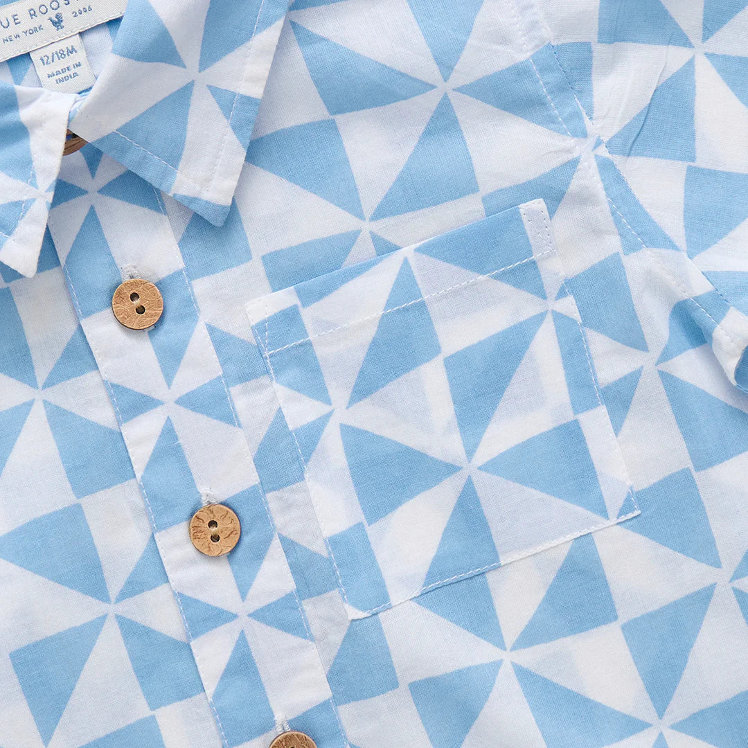Boys Jack Shirt- Blue Triangle Check
