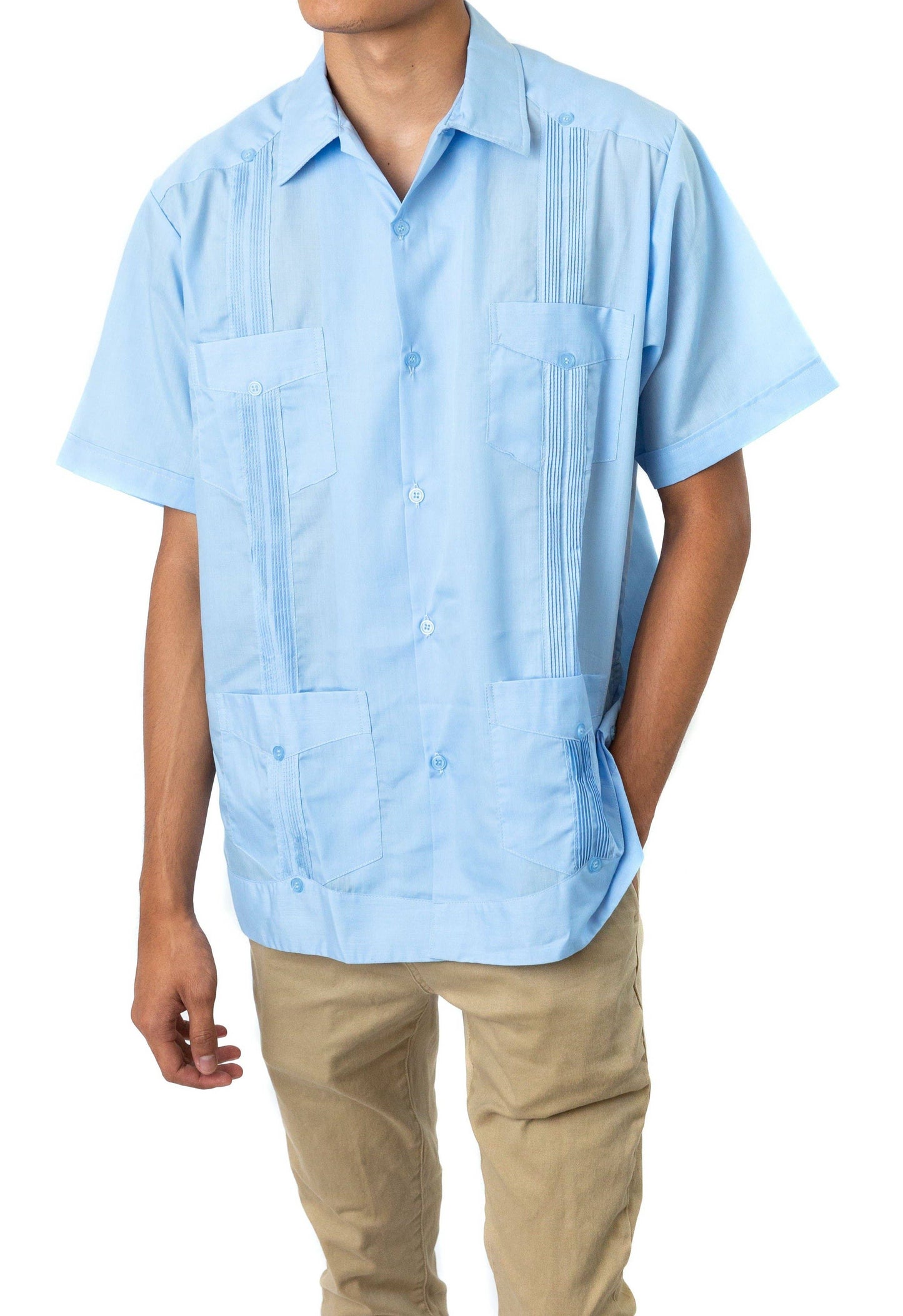 SIDREY Guayabera Classic Shirt- Light Blue