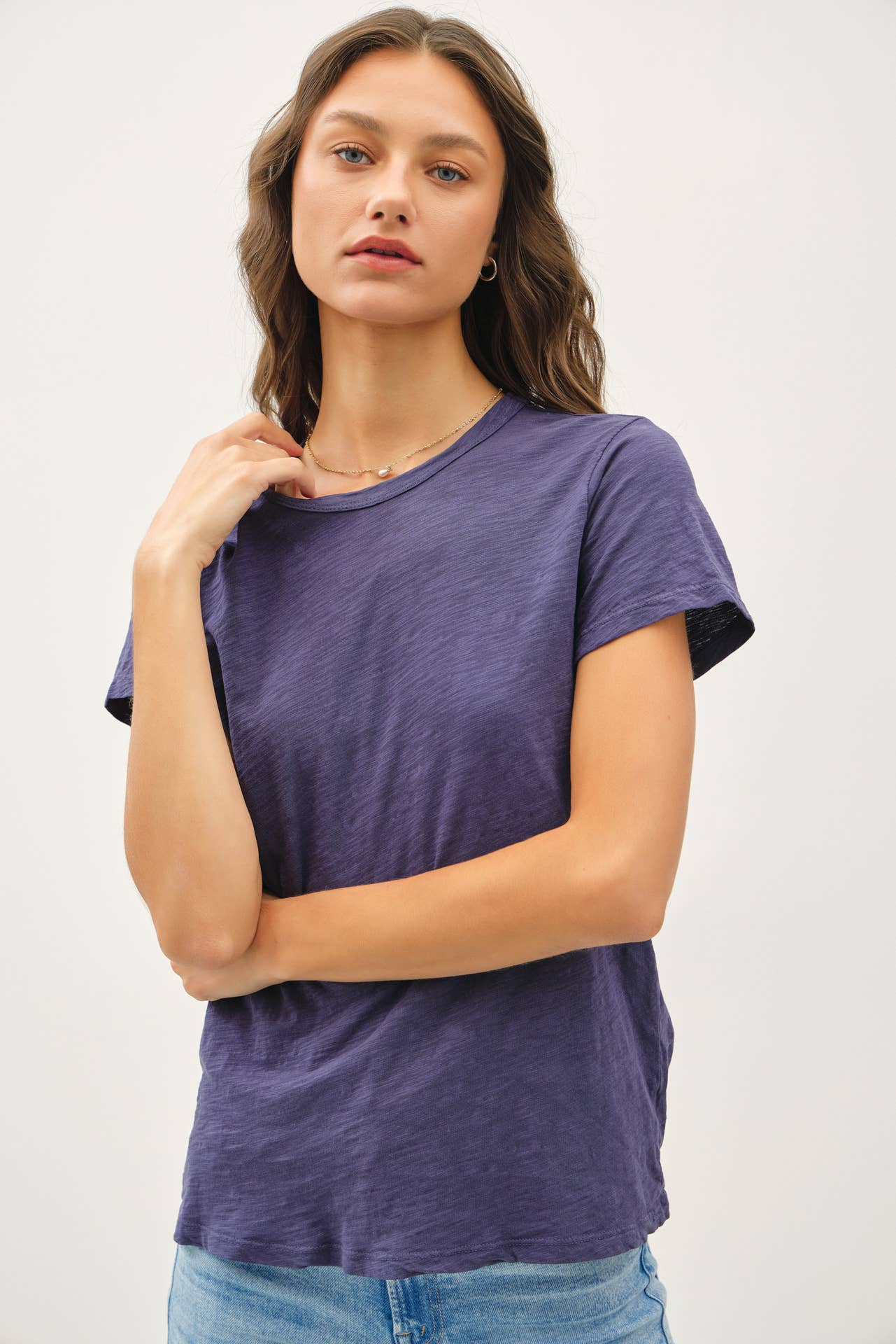 Garment Dyed Slub Tee- Indigo