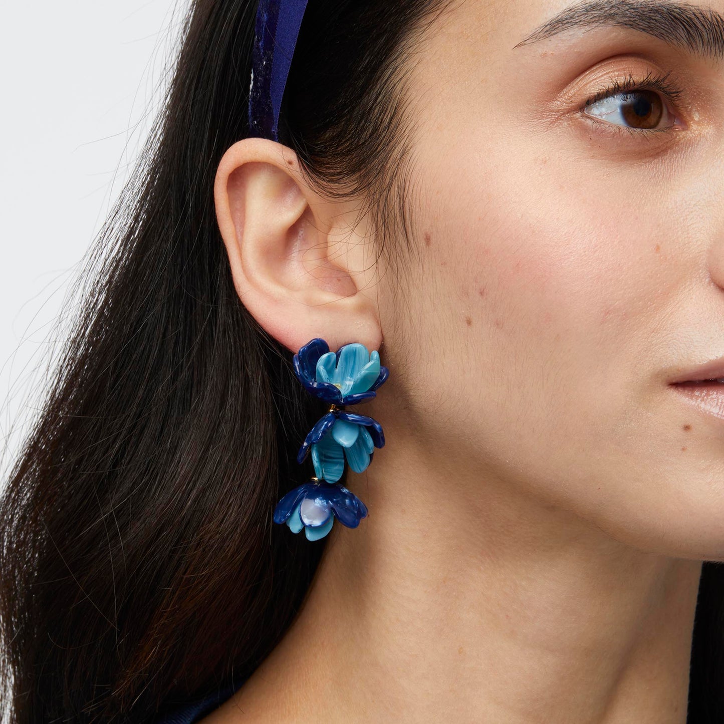 Azure Mini Rose Drop Earrings