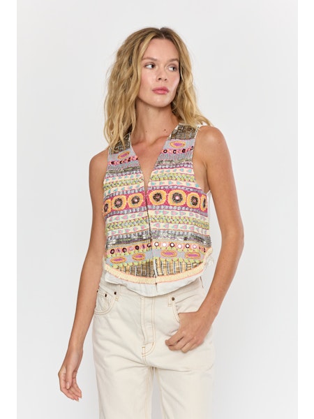 Hazel Embellished Vest- Eggshell