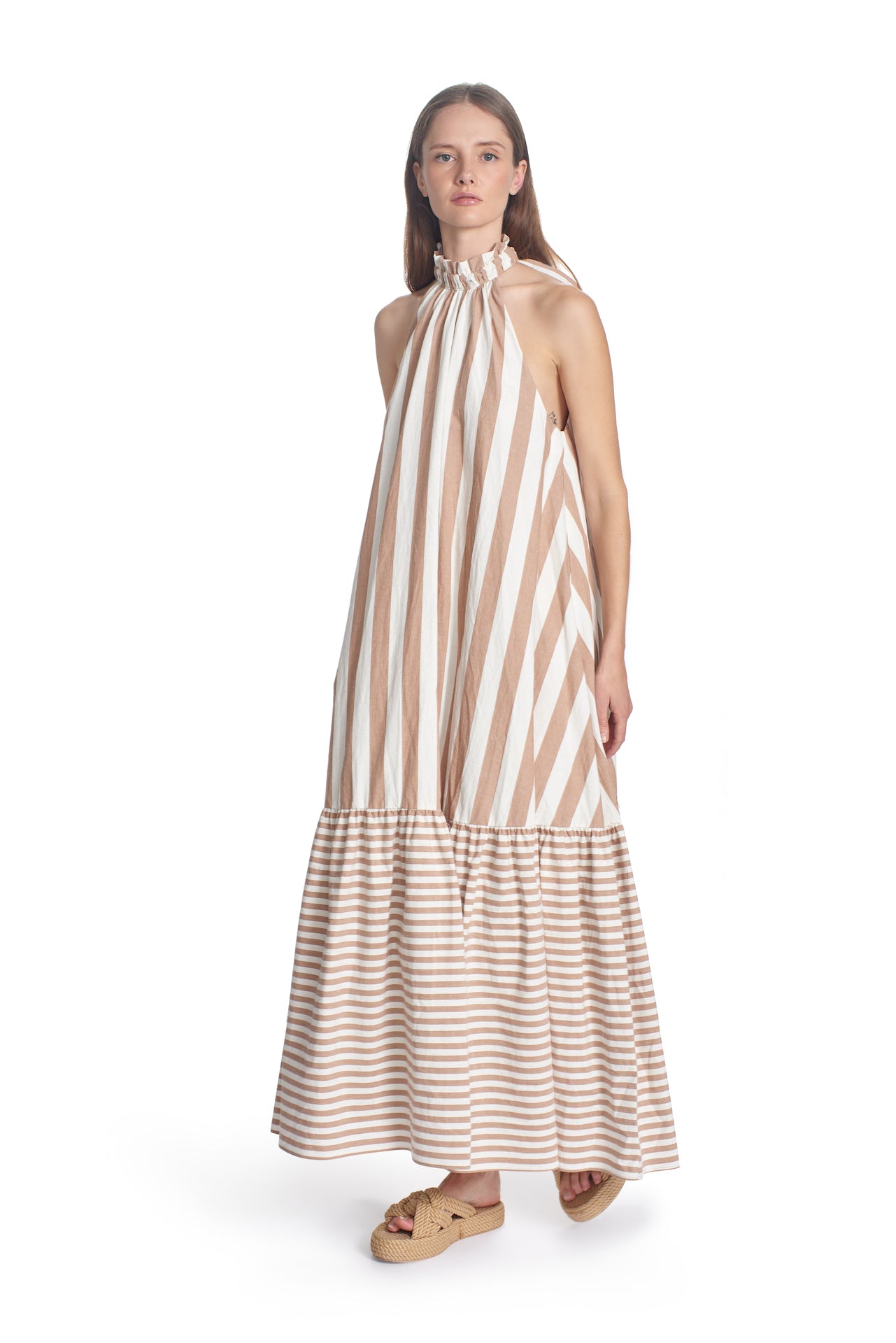 Avalon Dress-Tan Stripe