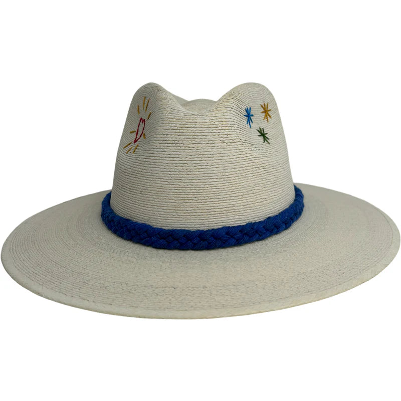White Palm Hat- Heart Bursts