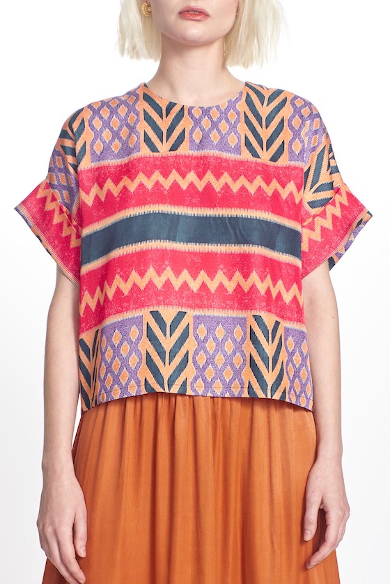 The Juni Top- Feathered Stripe