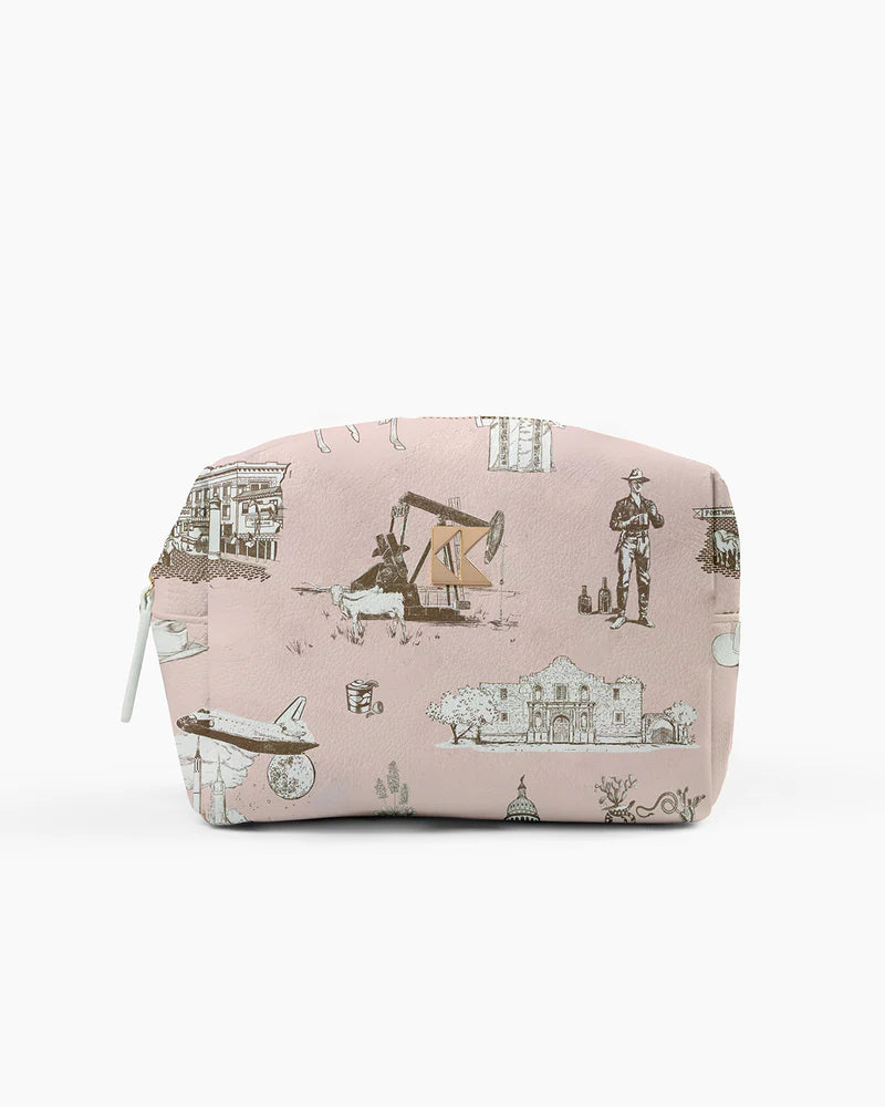 The Classic Accessory Bag by Katie Kime- Brown+ Pink Texas Toile