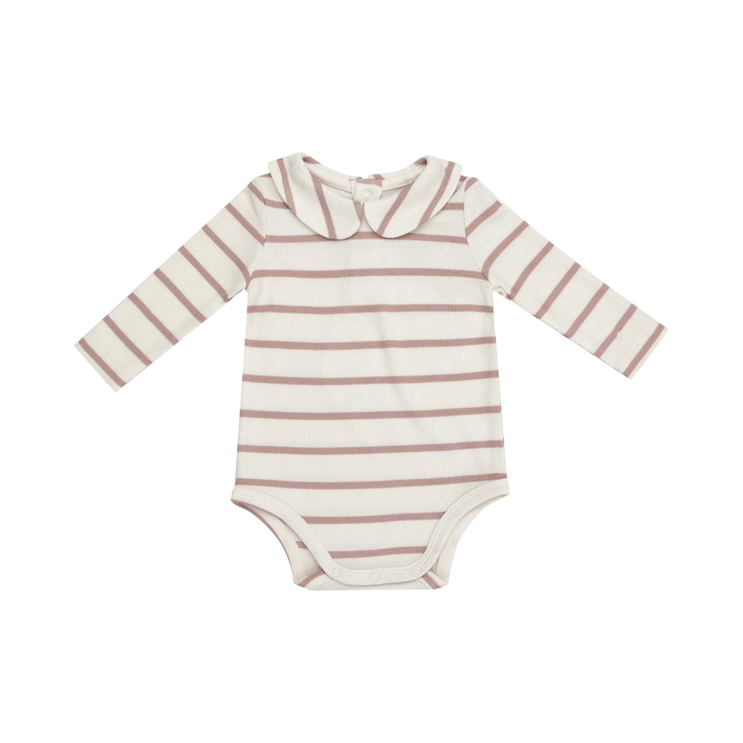 Peter Pan Collar Bodysuit- Misty Rose Stripe