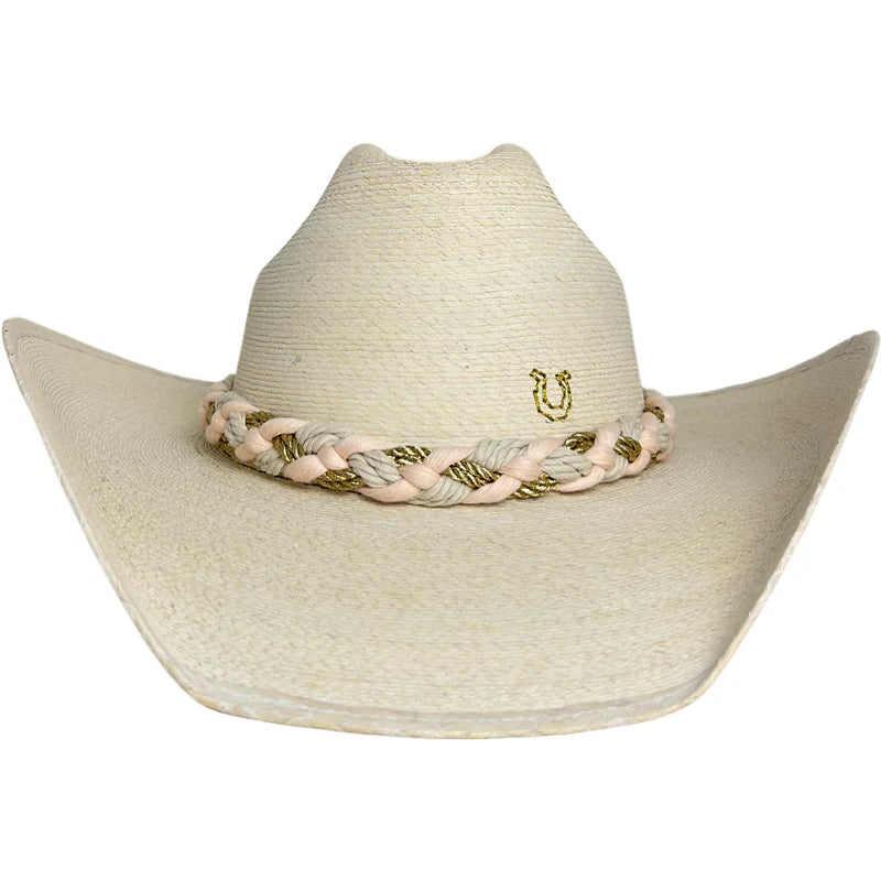 White Palm Cowboy Hat- Small Horse Shoe