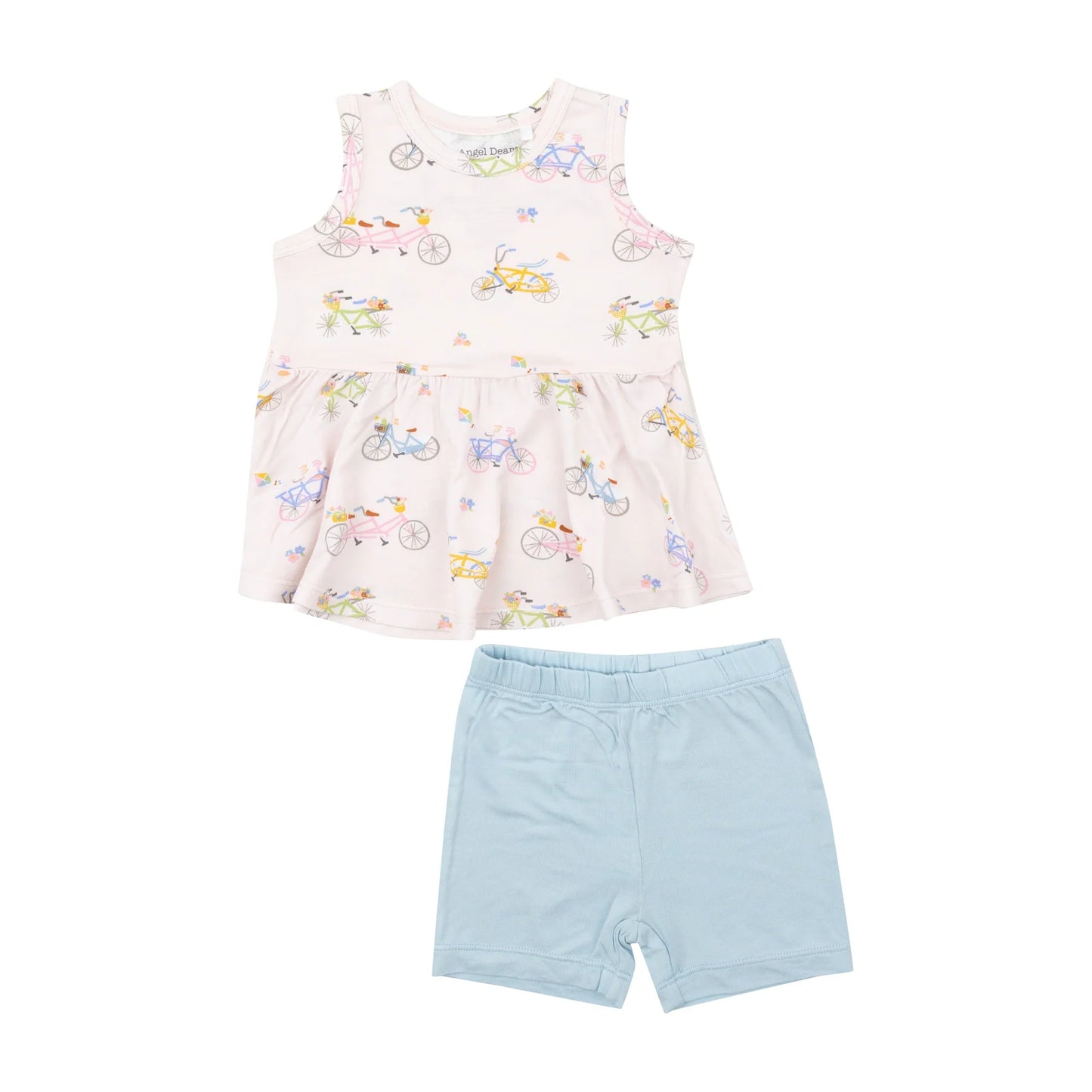 Peplum Tank Top and Biker Short- Pink Bikes