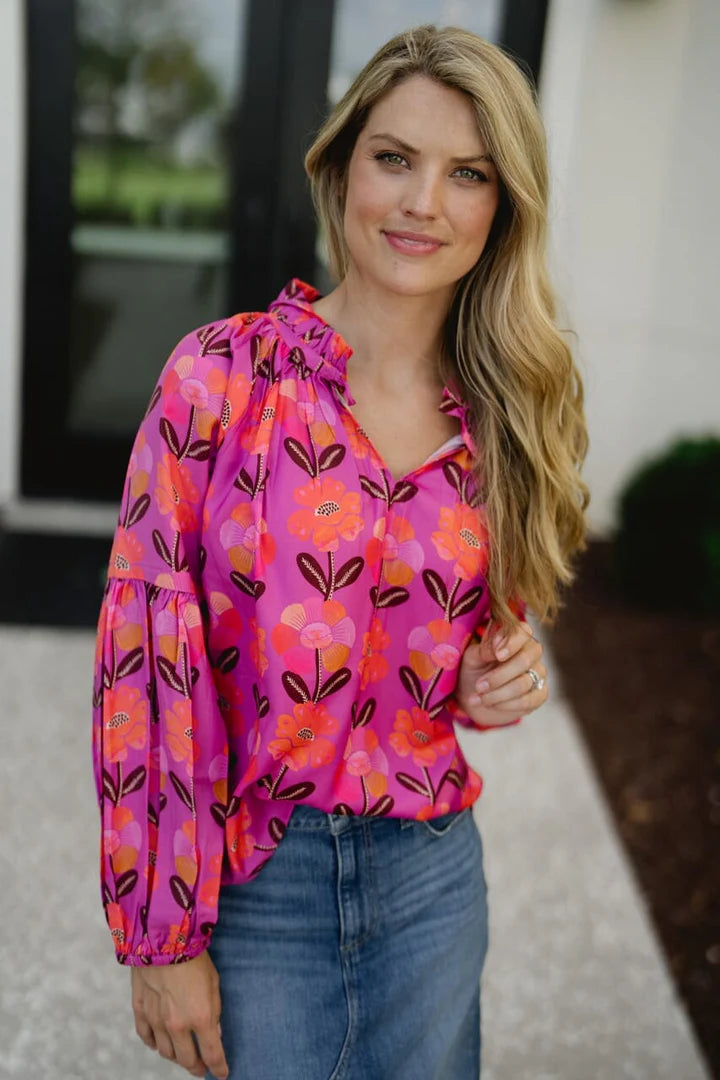 Nora Top- Pink Floral