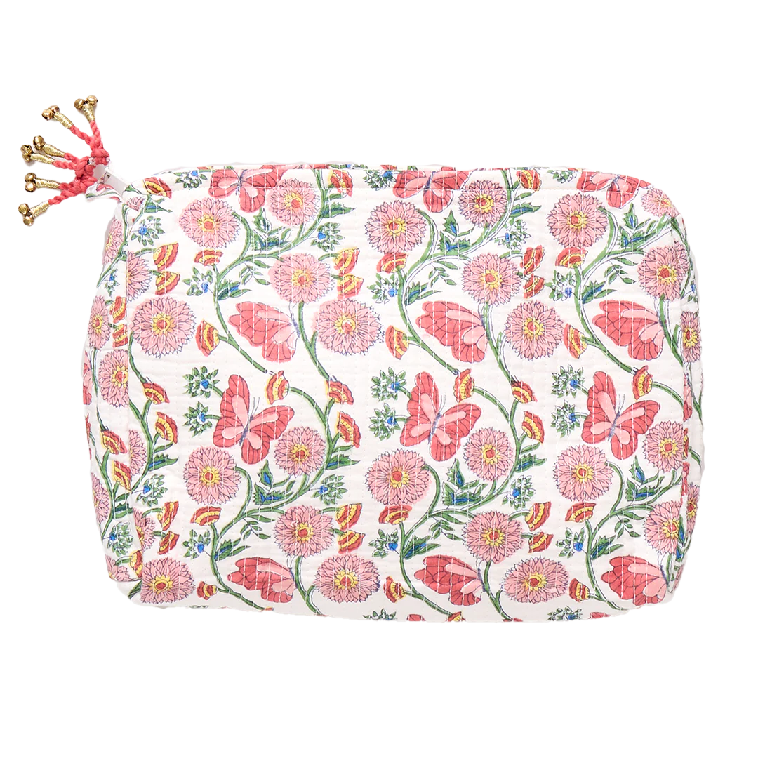 Large Quilted Pouch- Butterfly Vines