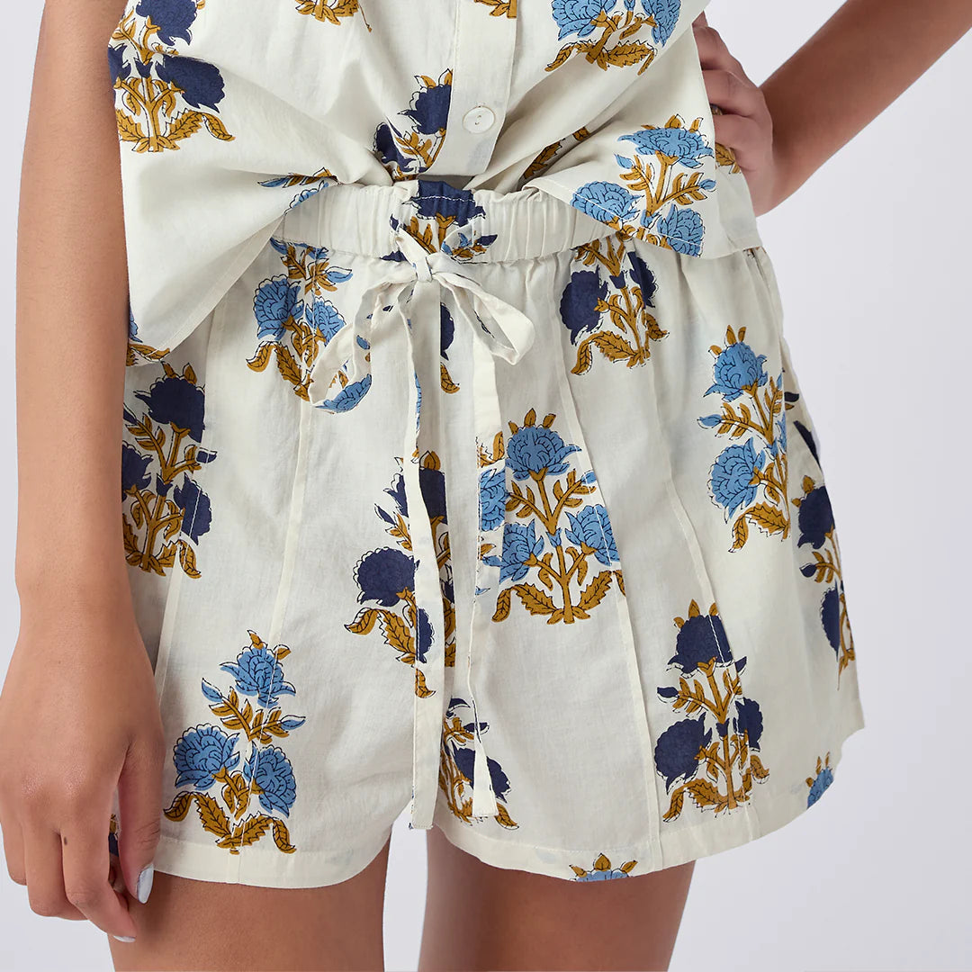 Women's Theodore Short- White Flowerette
