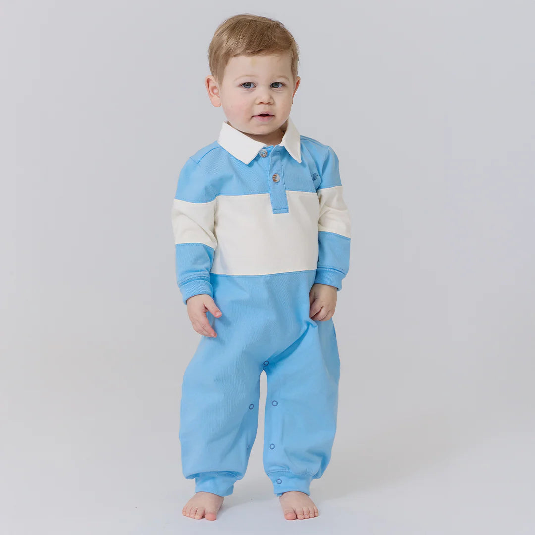 Baby Boys Albert Rugby Jumper- Blue + White