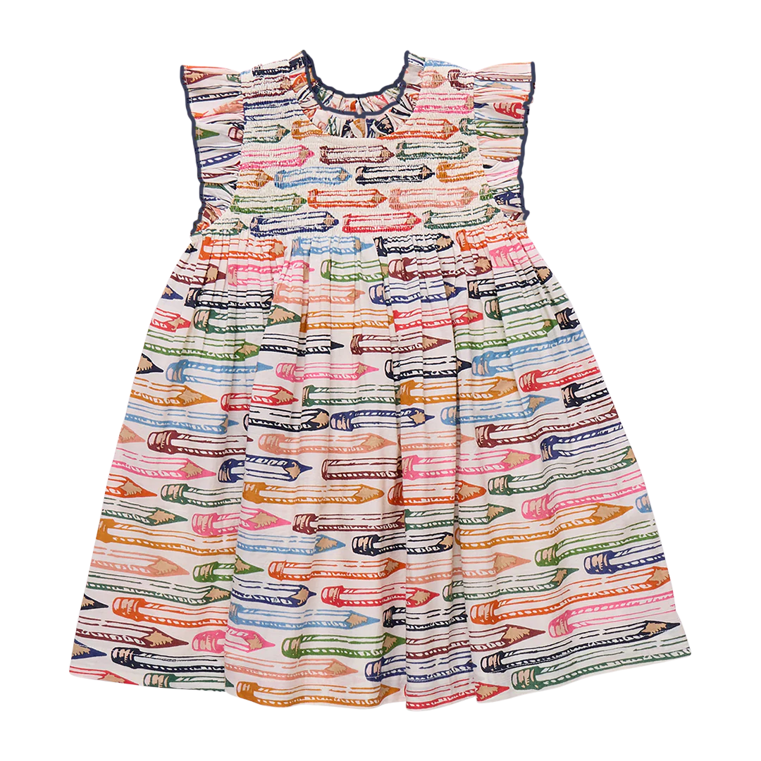 Girls Stevie Dress- Colored Pencils
