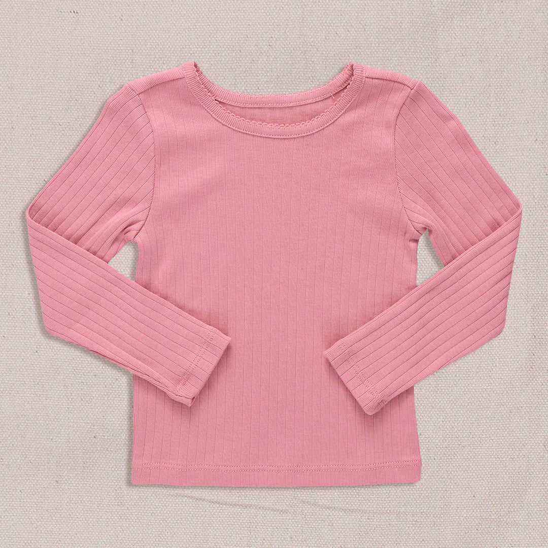 SeeSaw Long Sleeve Rib T-Shirt- Dark Pink