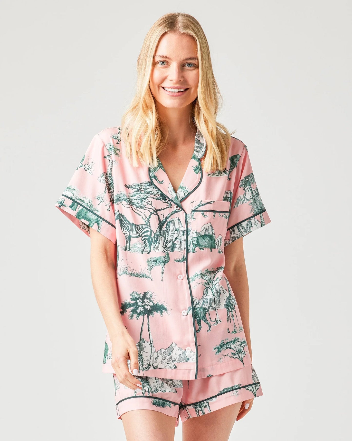 Katie Kime Safari Toile Pajama Shorts Set