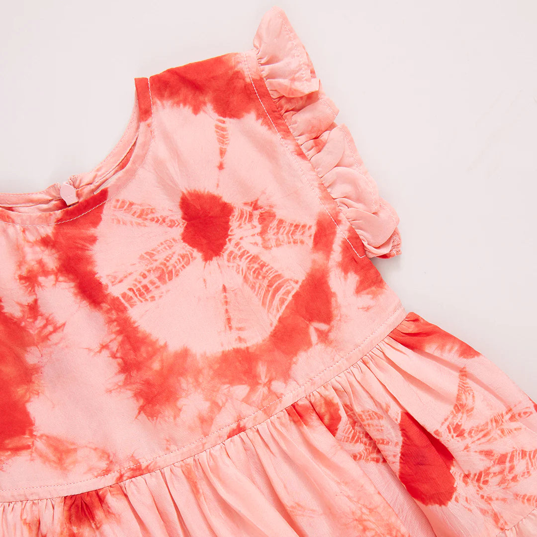 Girls Silk Polly Dress- Mellow Rose Tie Dye