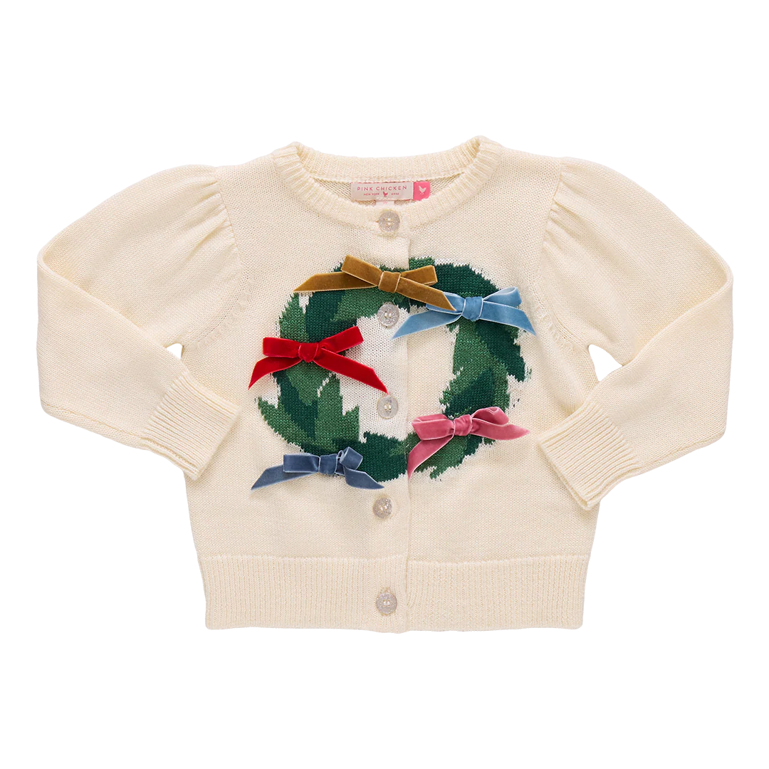 Girls Constance Sweater- Holiday Wreath