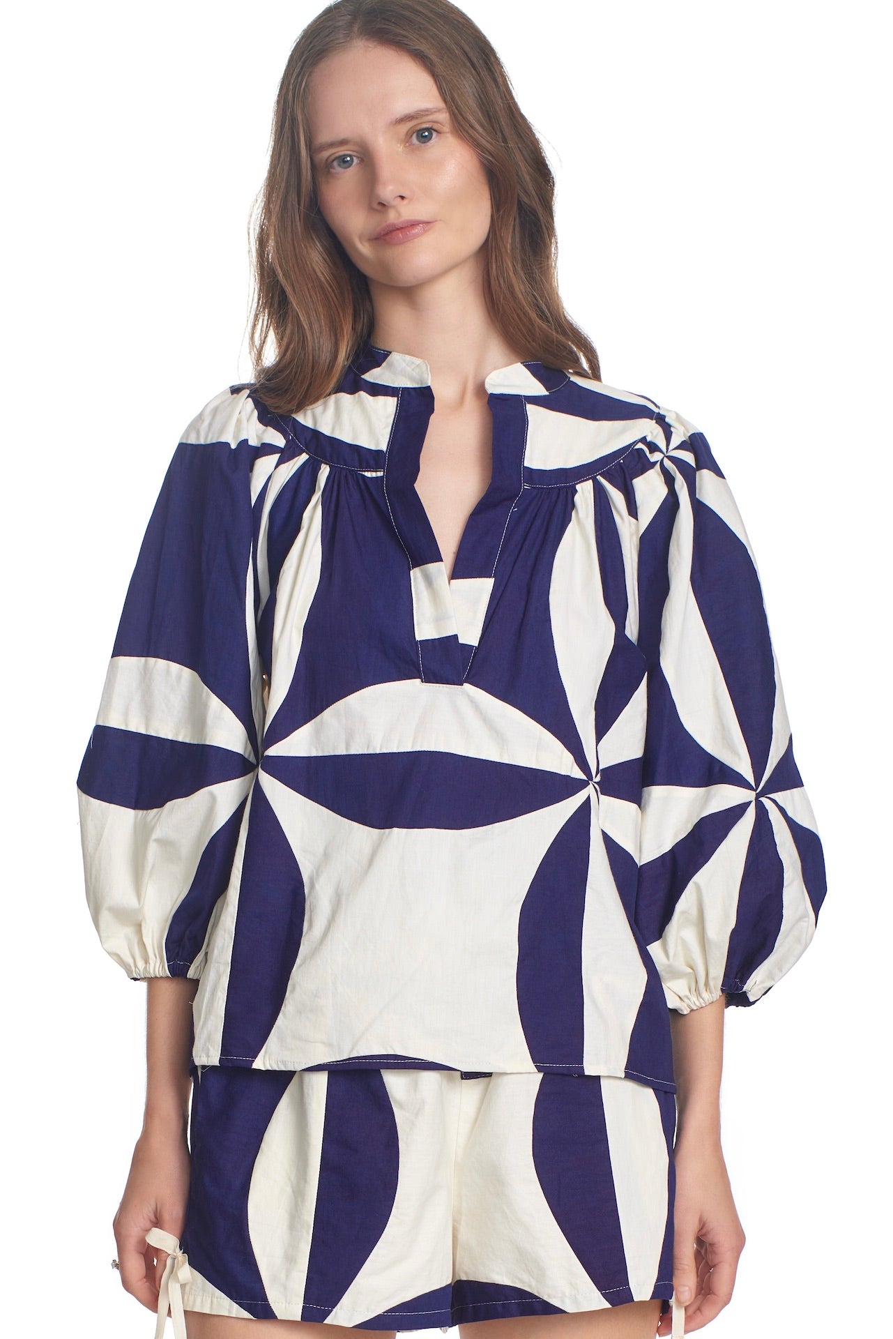 Corinne Top- Patch (Ivory + Navy)