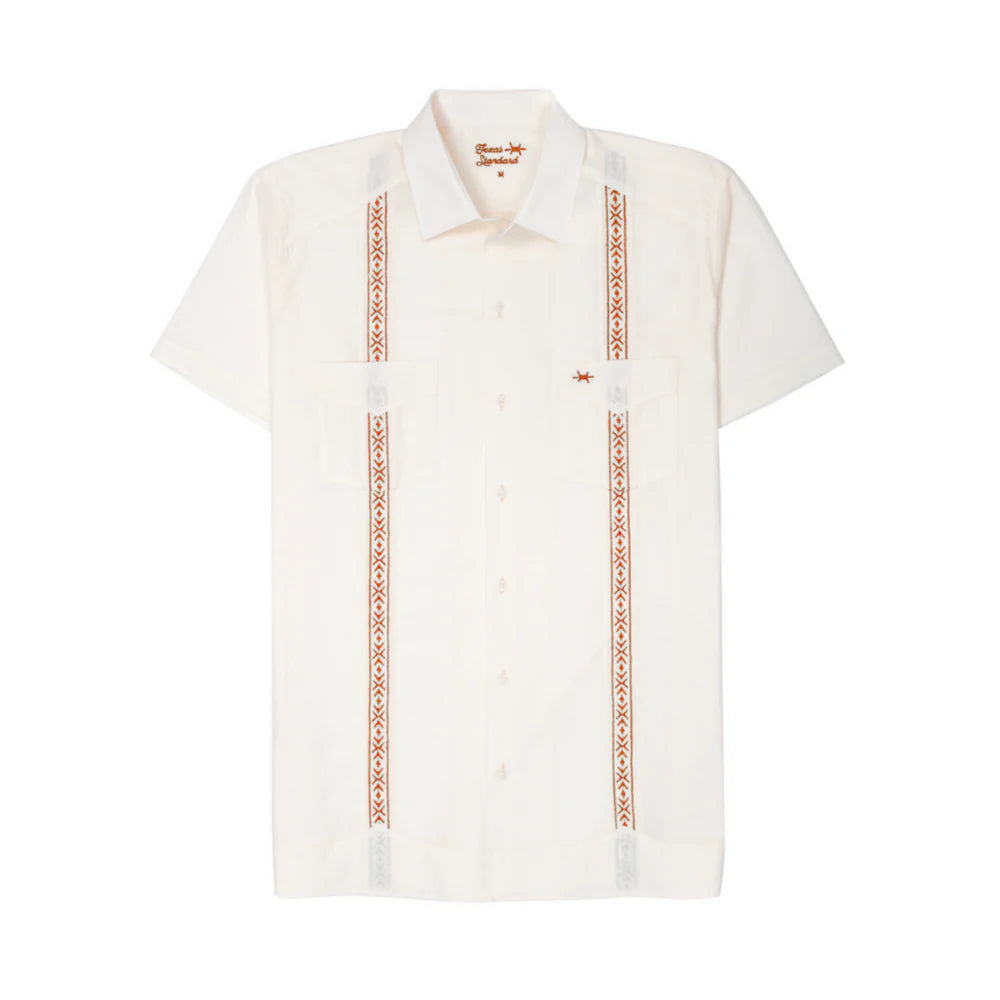 Guayabera Libre- White/Burnt Orange