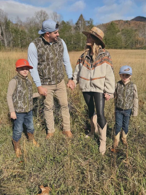Adult Fleece + Sherpa Vest- Bottomland Mallard Sky