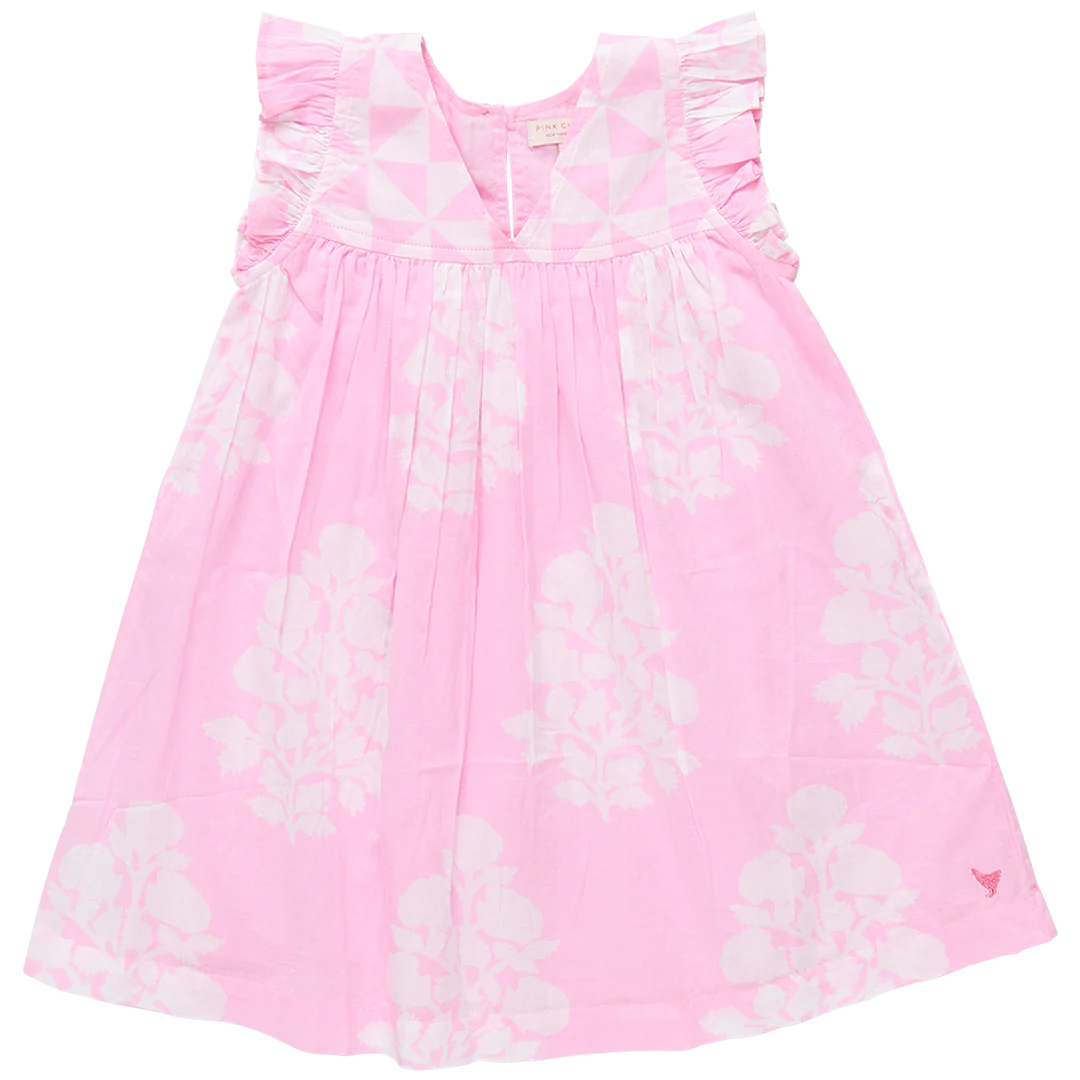 Girls Courtney Dress- Pink Bouquet Floral