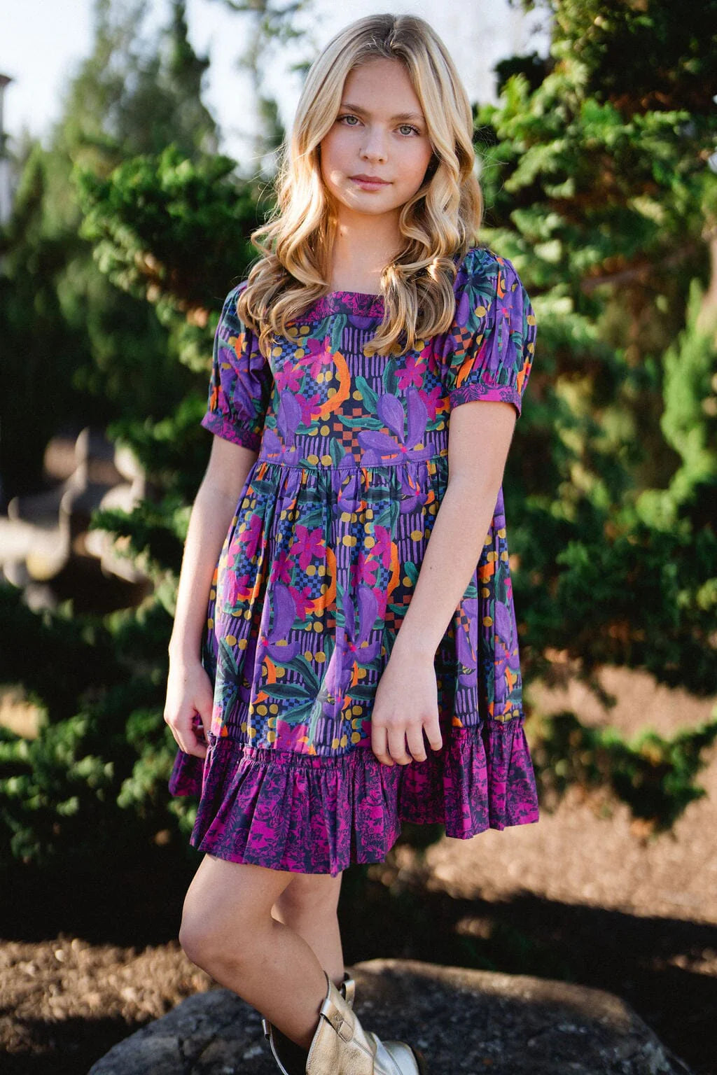 Girls Kenzie Dress- Dahlia Purple