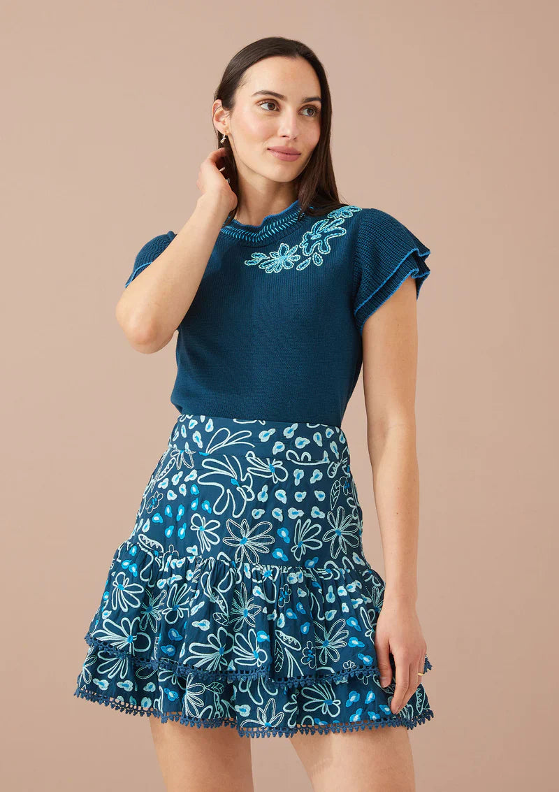 Annie Skort- Teal Daisy