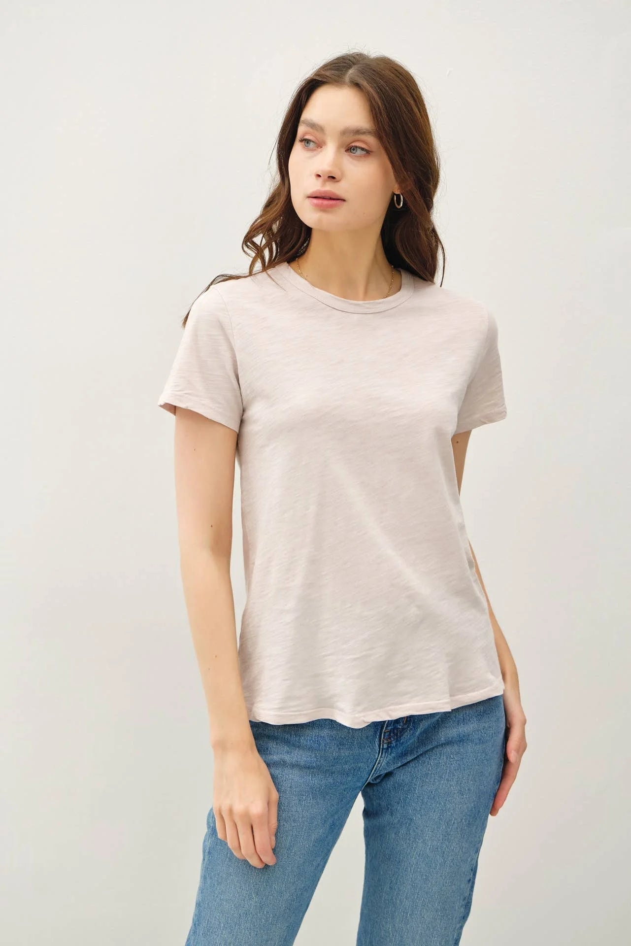 Garment Dyed Slub Tee- Pink Stone