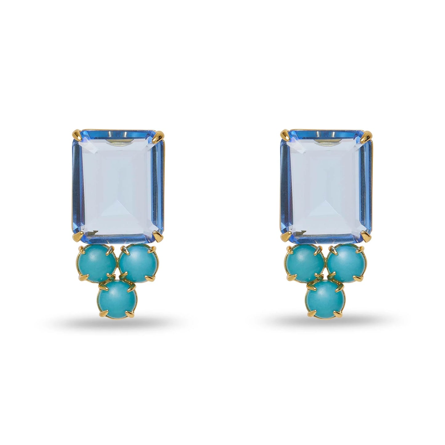 Sky Blue Crystal Berry Button Earrings