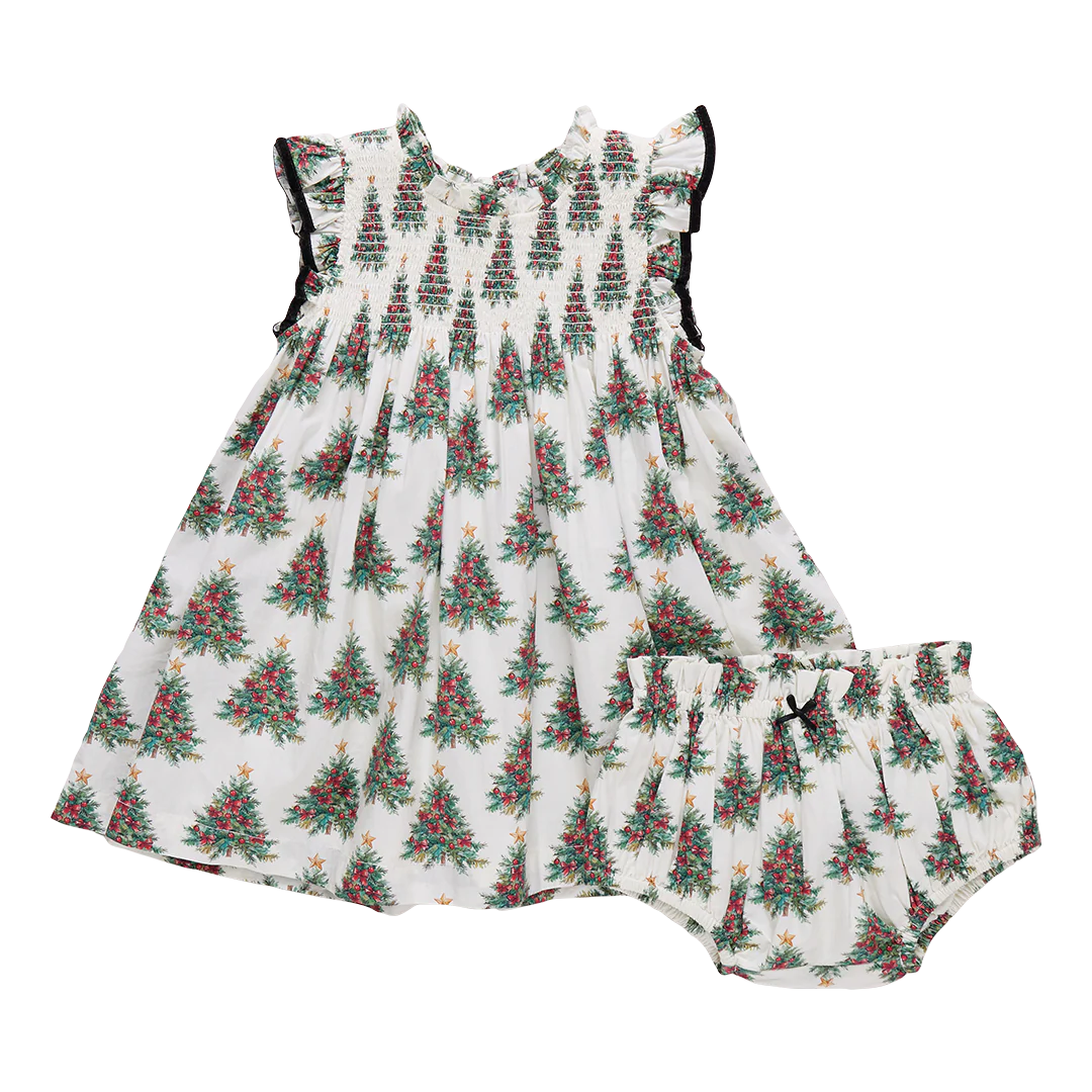 Baby Girls Stevie Dress Set- Vintage Trees