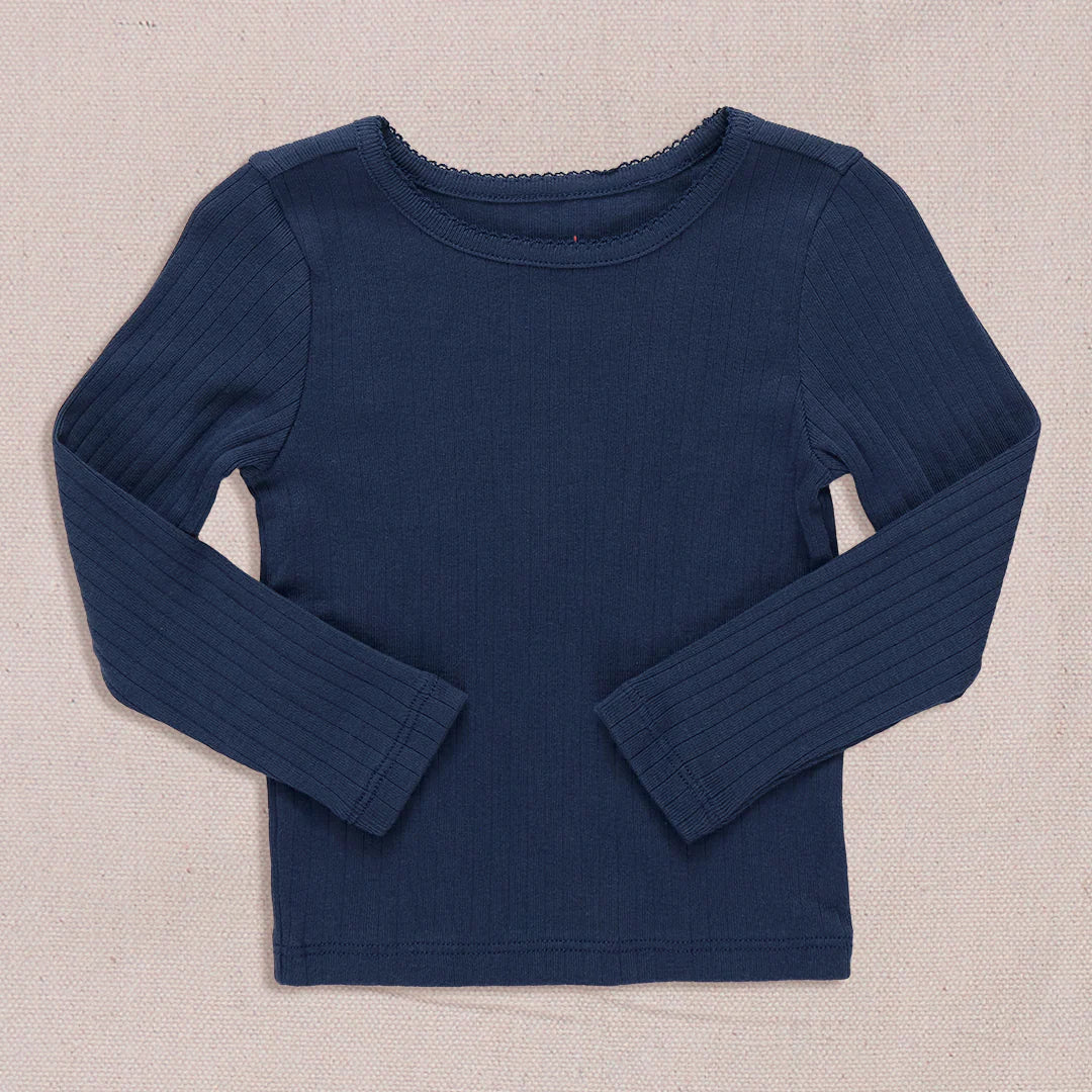 SeeSaw Long Sleeve Rib T-Shirt- Navy