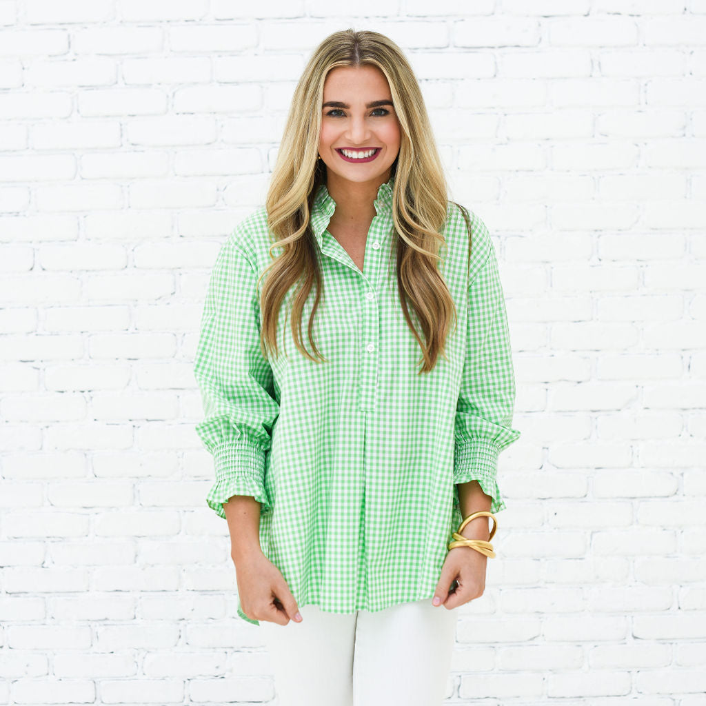 Kimberly Top- Gingham Green