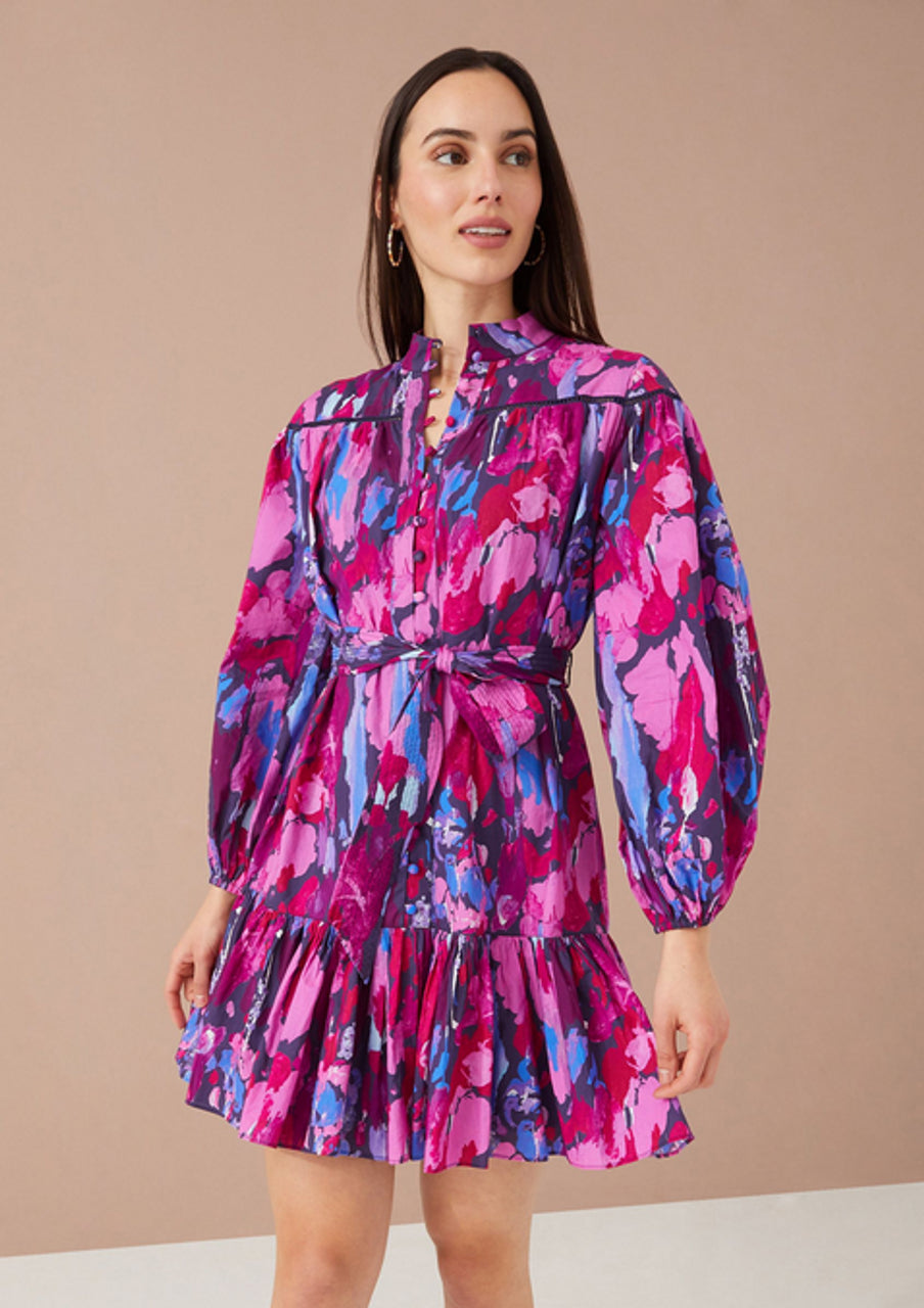 Lori Dress- Magenta Paint Burst