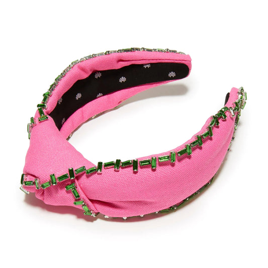Crystal Trim Knotted Headband- Flamingo