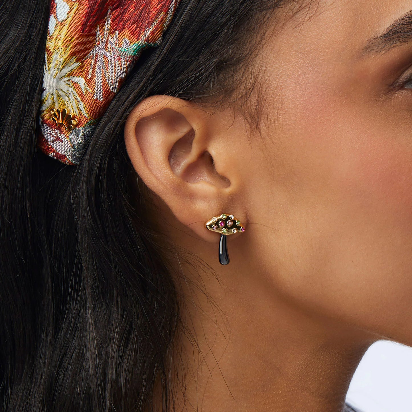 Jeweled Meadow Mushroom Button Earrings