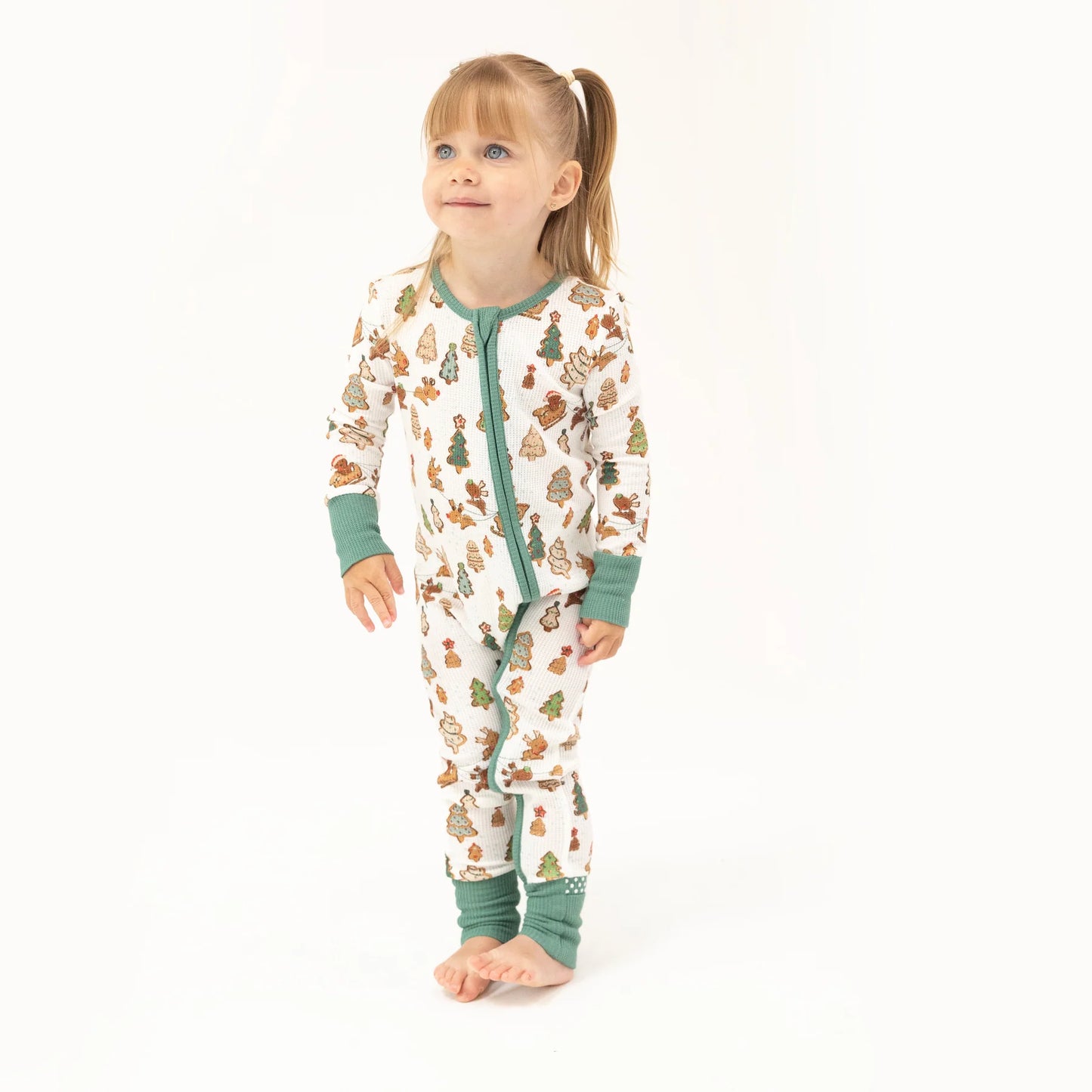 2 Way Zipper Romper - Gingerbread Sleigh Ride