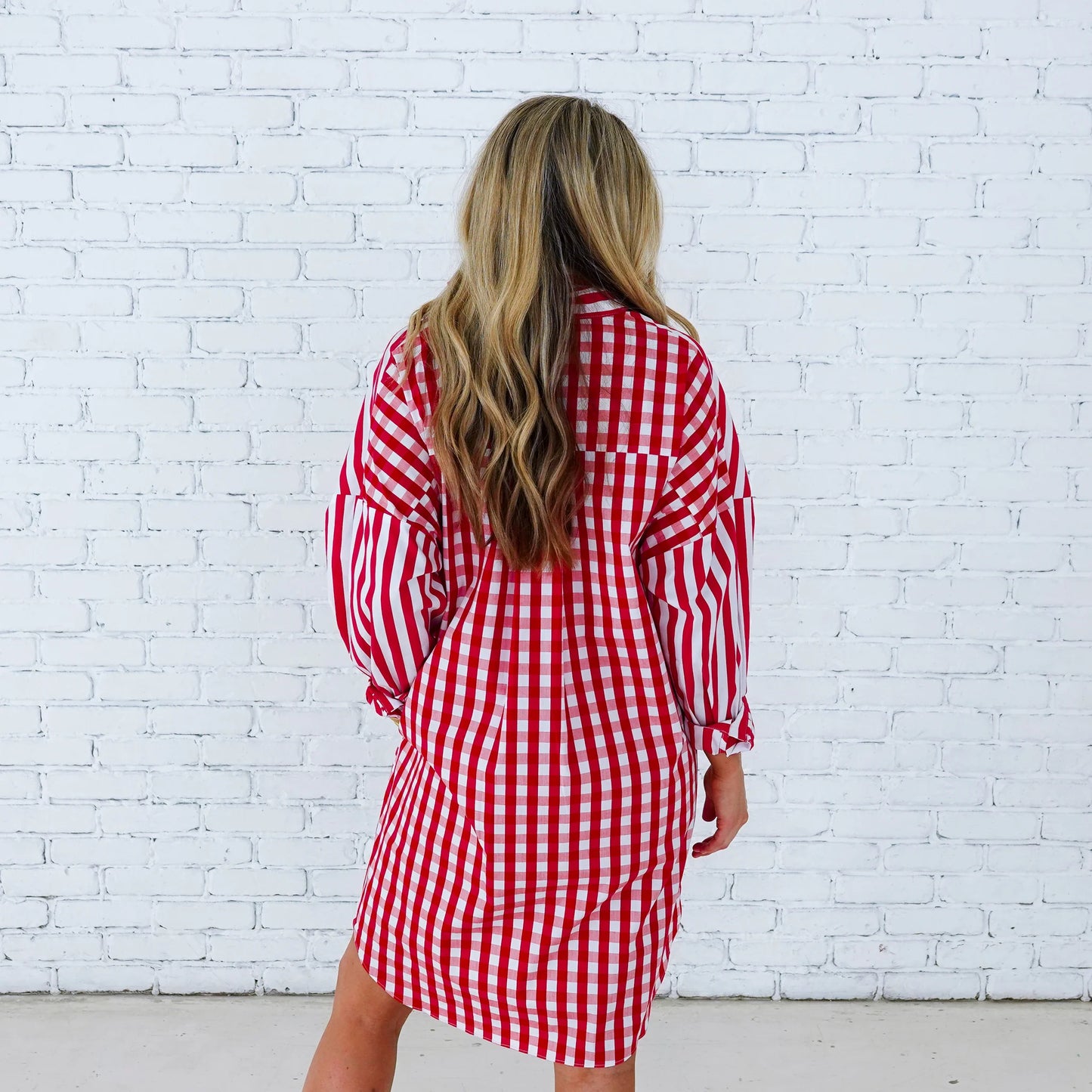 Preppy Dress- Stripe + Gingham Red