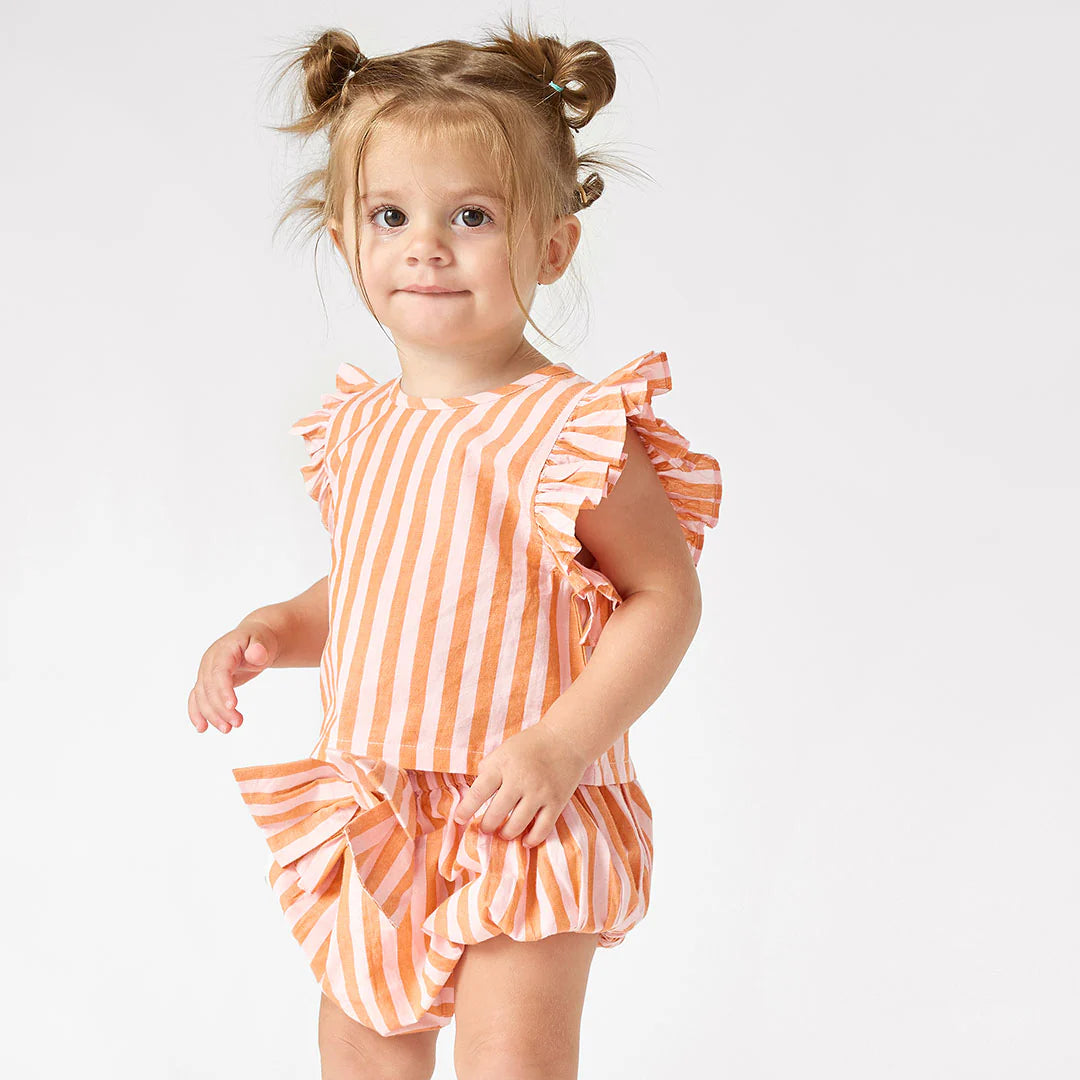 Baby Girls Abigail 2-Piece Set- Orange + Pink Stripe