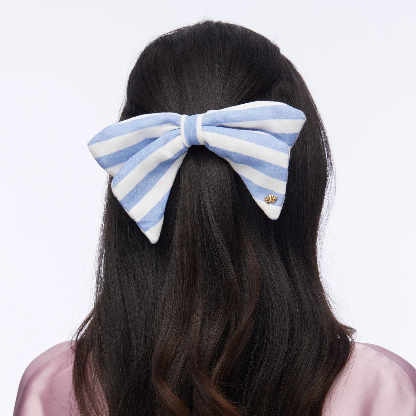 Capri Stripe Libby Gauze Bow Barrette
