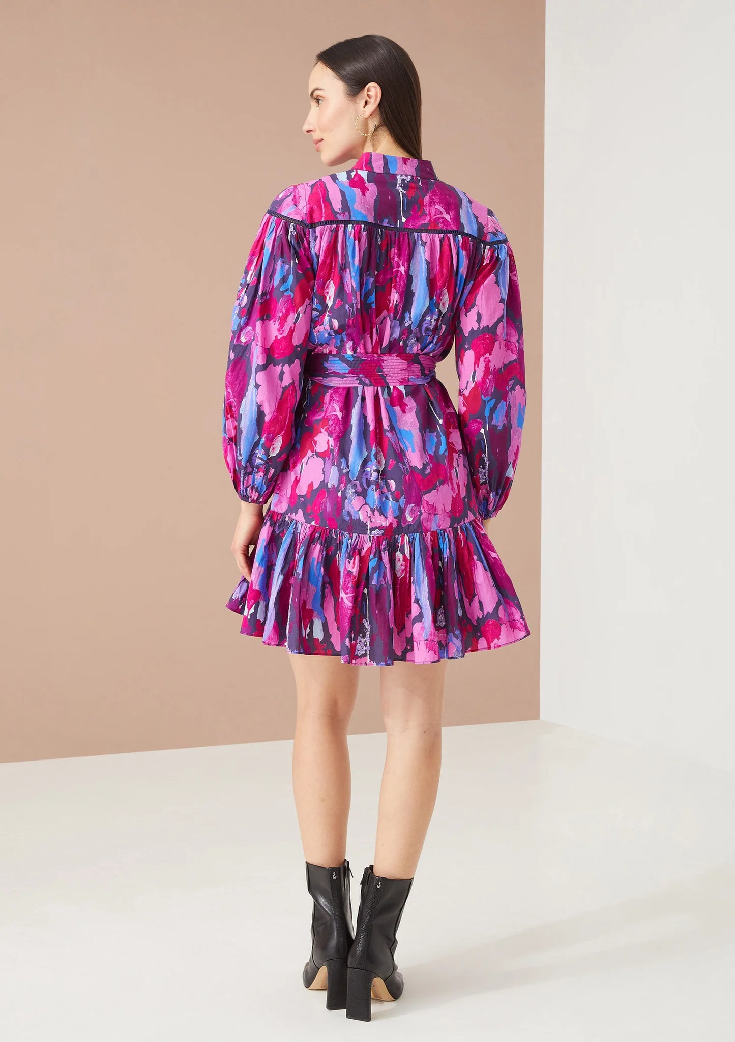 Lori Dress- Magenta Paint Burst