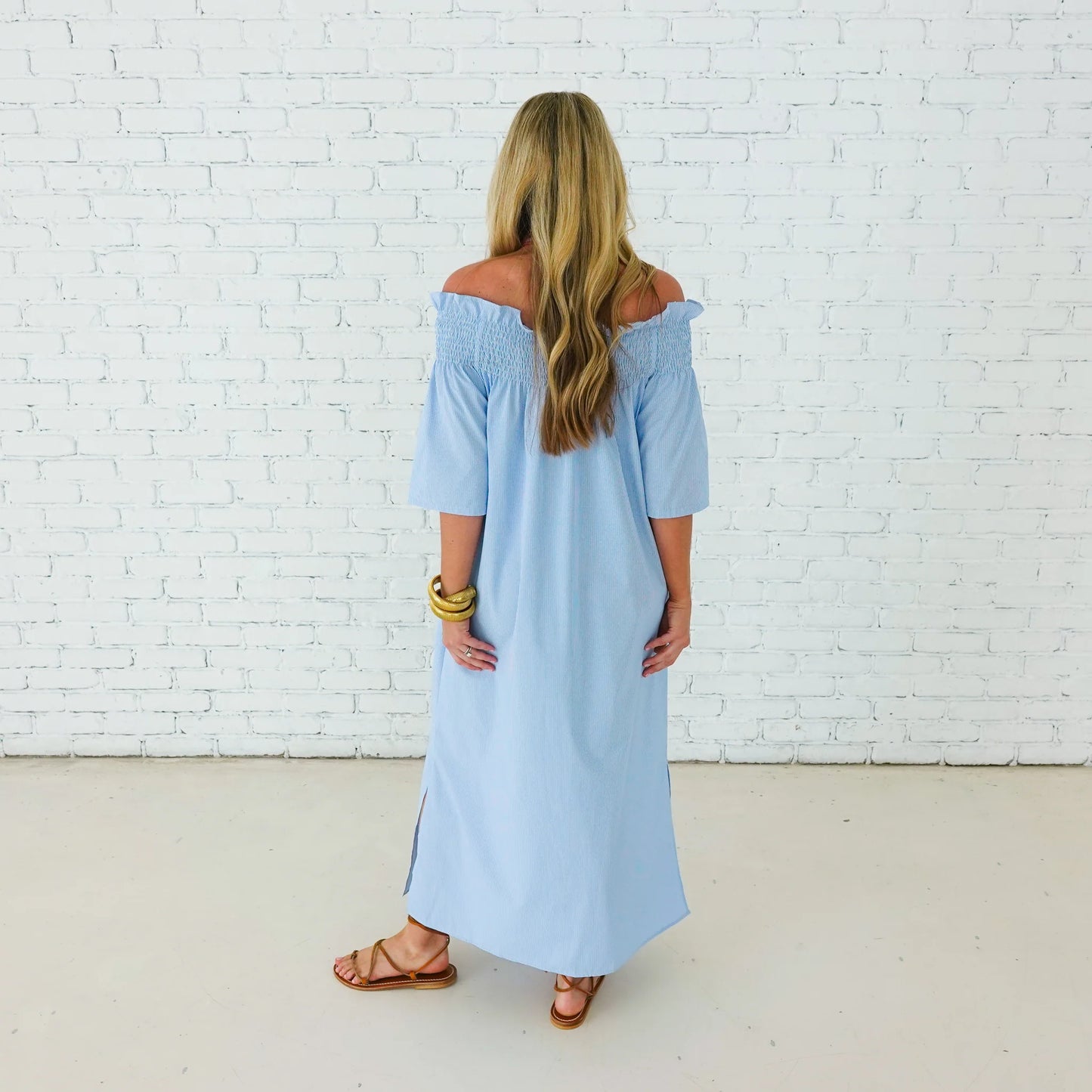Polly Dress- Blue Stripe