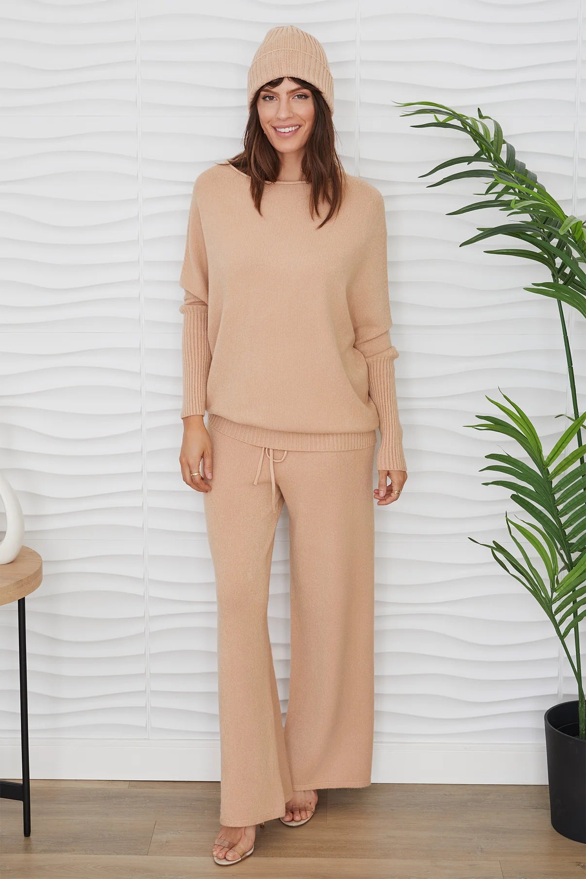 Lightweight Knit Drawstring Pant- Caramel