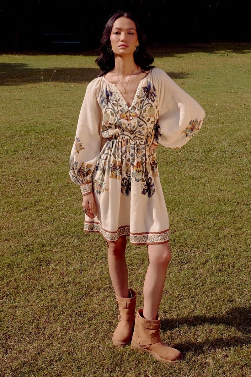 Linear Printed Linen Dress