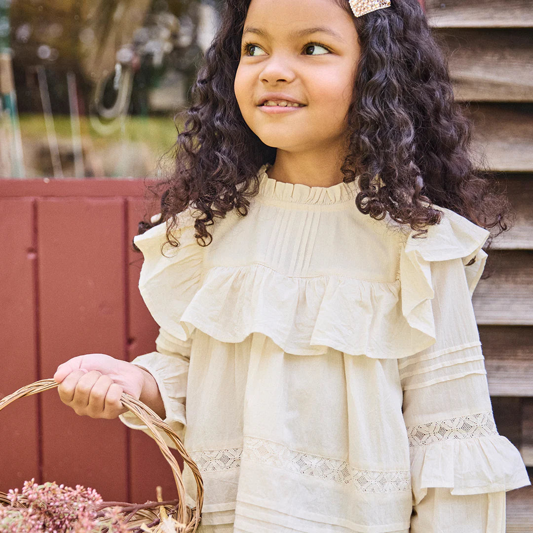 Girls Lace Mira Top- Antique White
