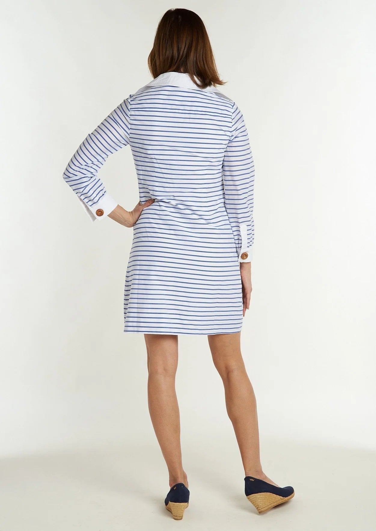 Belles Shirtdress- White Wide Stripe