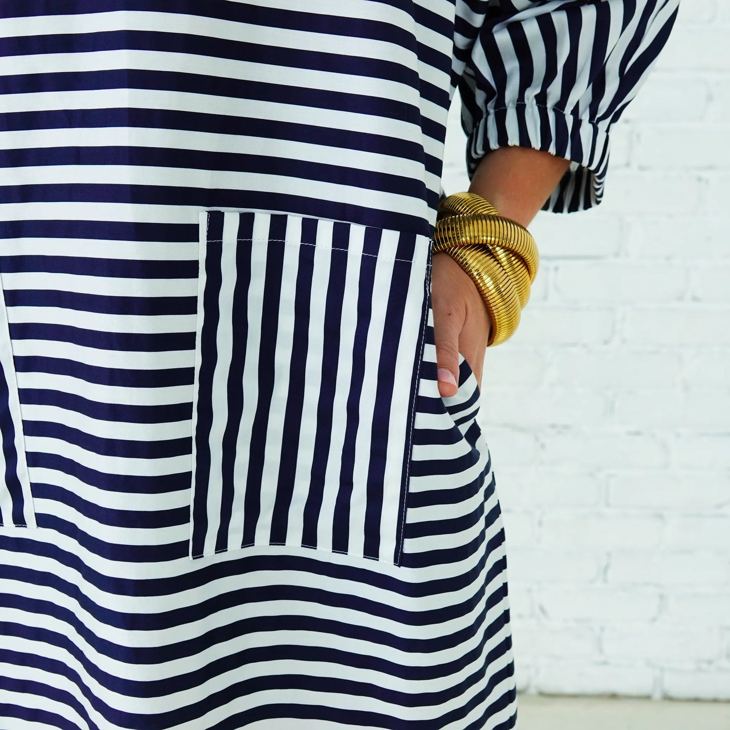 Betsy Dress- Navy Stripe