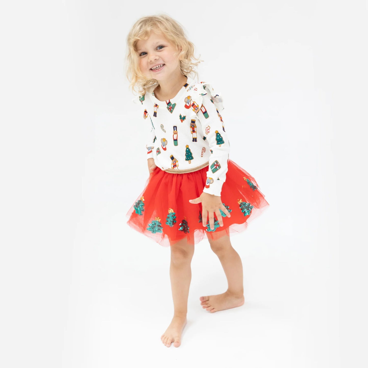 Nutcracker Xmas Cookies Ruffle Sweatshirt