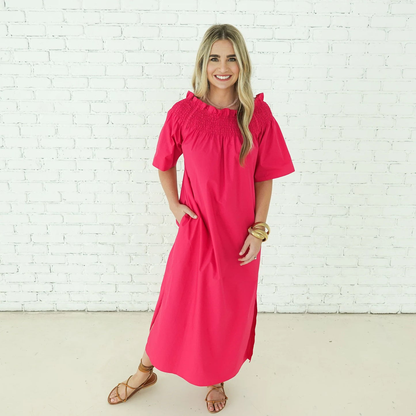 Polly Dress- Hot Pink