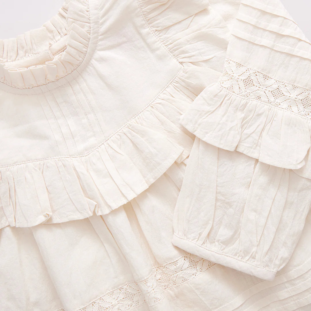 Girls Lace Mira Top- Antique White