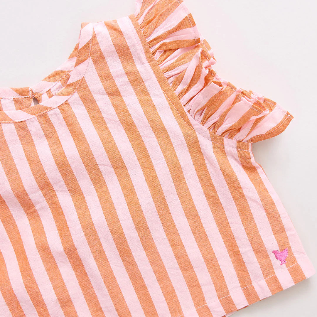 Baby Girls Abigail 2-Piece Set- Orange + Pink Stripe